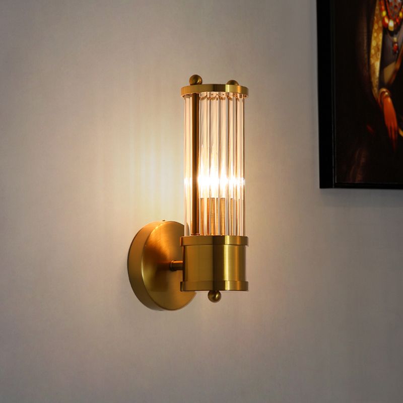 Cylis: Aplique de Pared Cilíndrico Moderno de Metal y Vidrio – Dorado