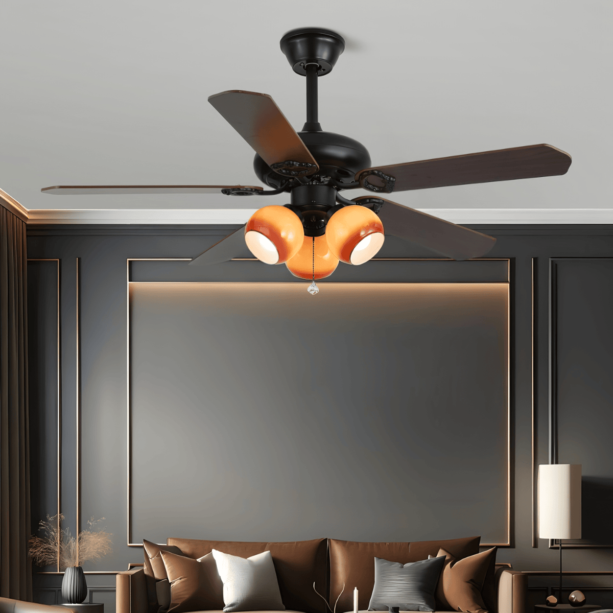 Ventilador de techo con luz Malvira en un salón con encanto – imagen 4