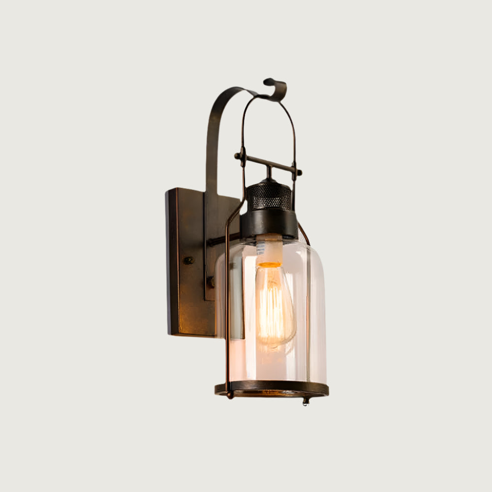 Ferro: Aplique de Pared Vintage Rústico de Metal y Cristal LED