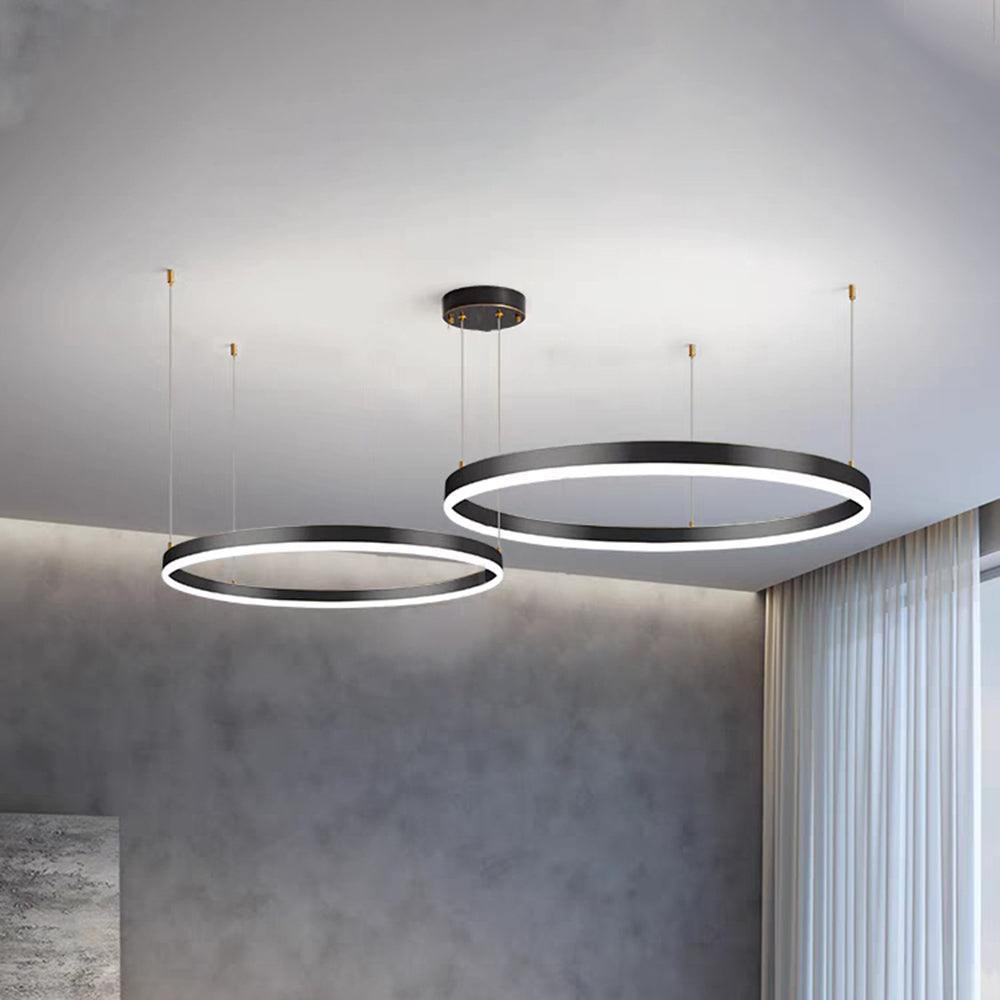 Lámpara colgante LED de aros Saroa – negro 2 aros