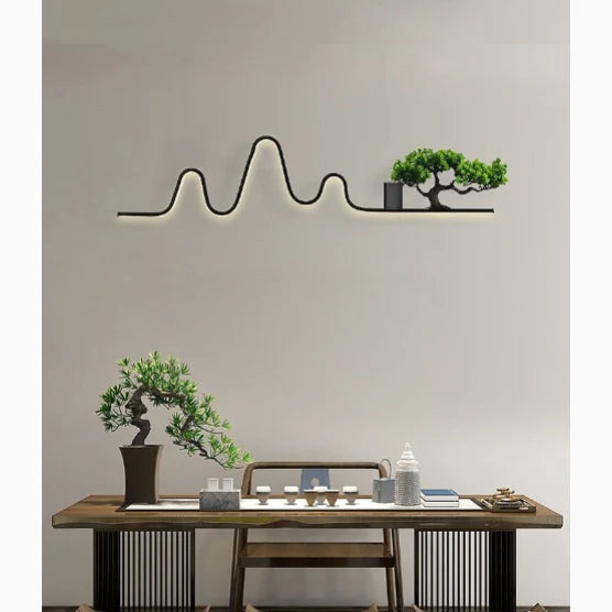 Jemonta - Aplique de Pared Exterior LED Montañas con Bonsái Decorativo
