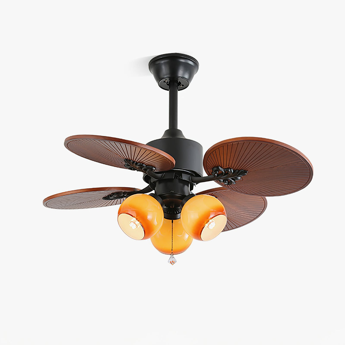 Ventilador de techo con luz Isalma en un salón de estilo tropical – imagen 13