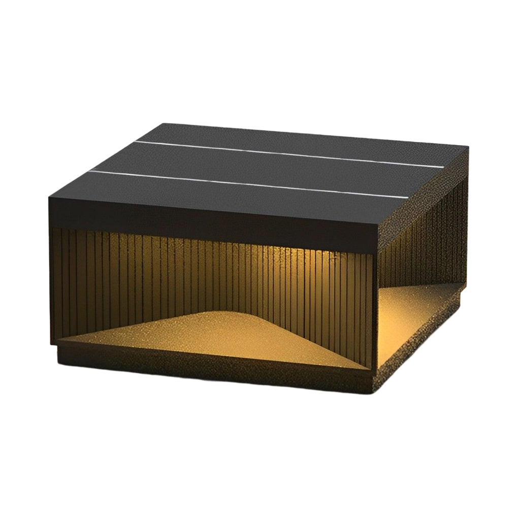 Jutara - Lámpara de Pilar Exterior LED Cuadrada Estriada Solar o Cable