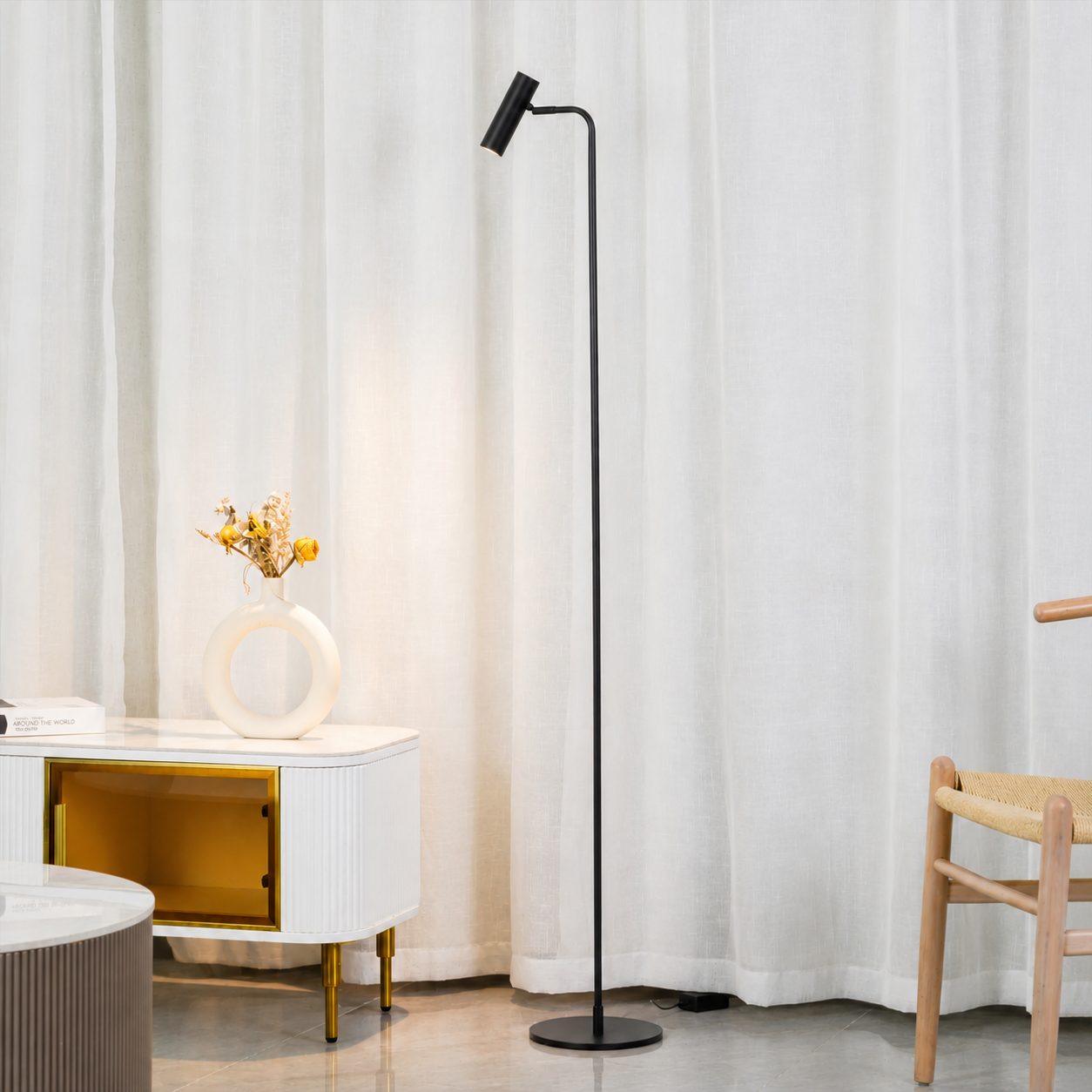 Arvex - Lámpara de Pie con Cabezal Ajustable y Luz LED de Tres Colores