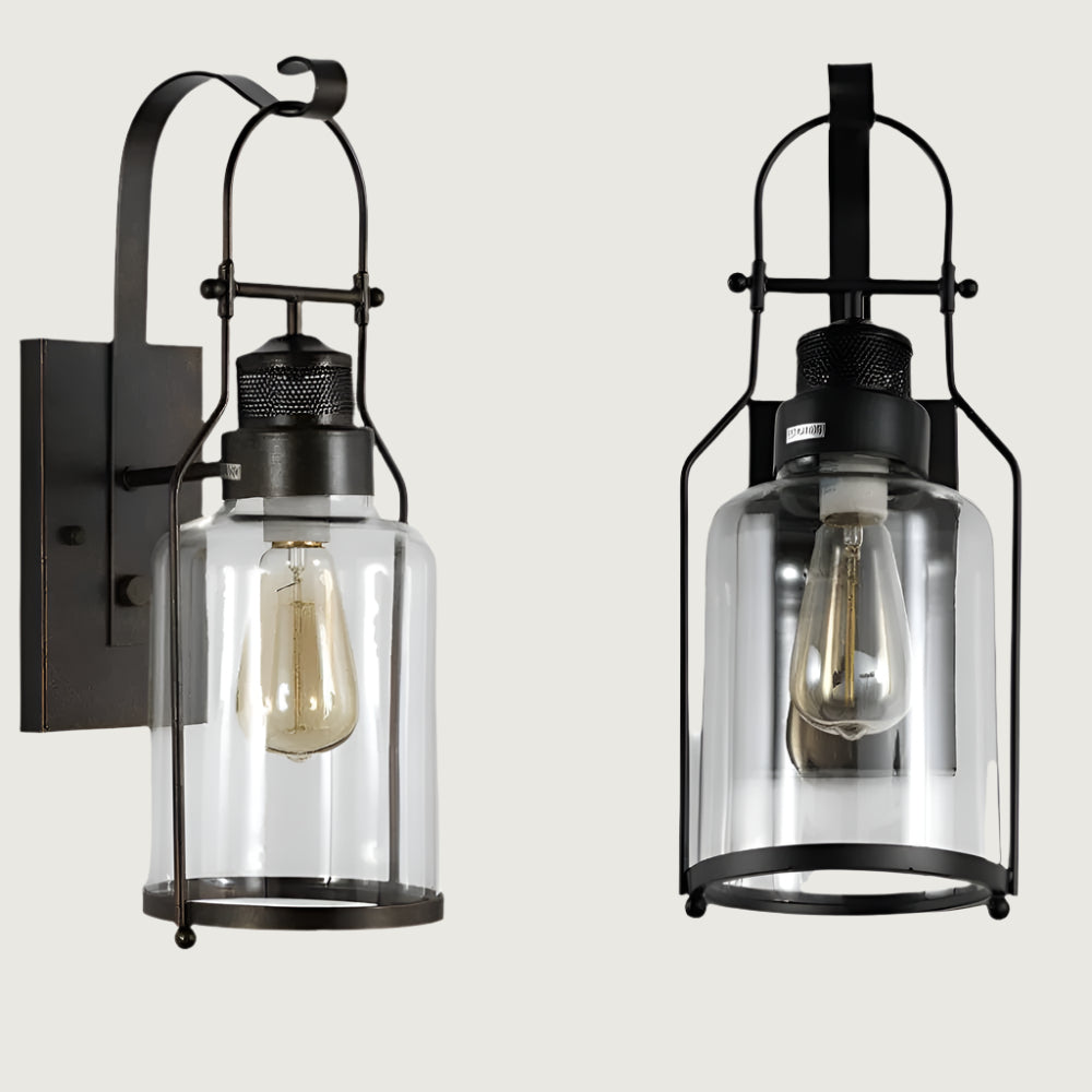 Ferro: Aplique de Pared Vintage Rústico de Metal y Cristal LED