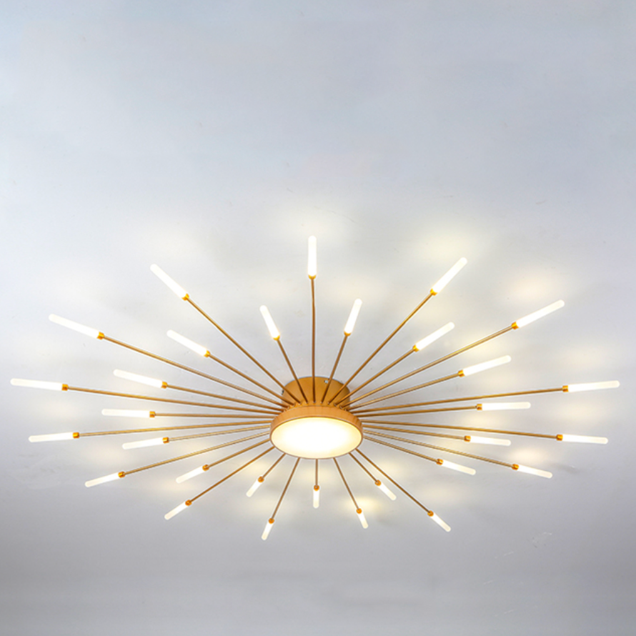 Plafón LED fuegos artificiales Lucela – dorado 128 cm 30 W