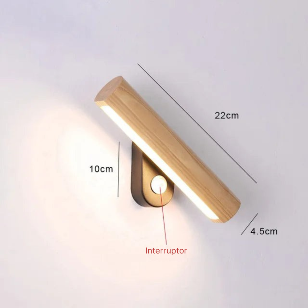 Toreya - Lámpara de Pared LED de Madera para Dormitorio - Diseño Natural y Luz Cálida