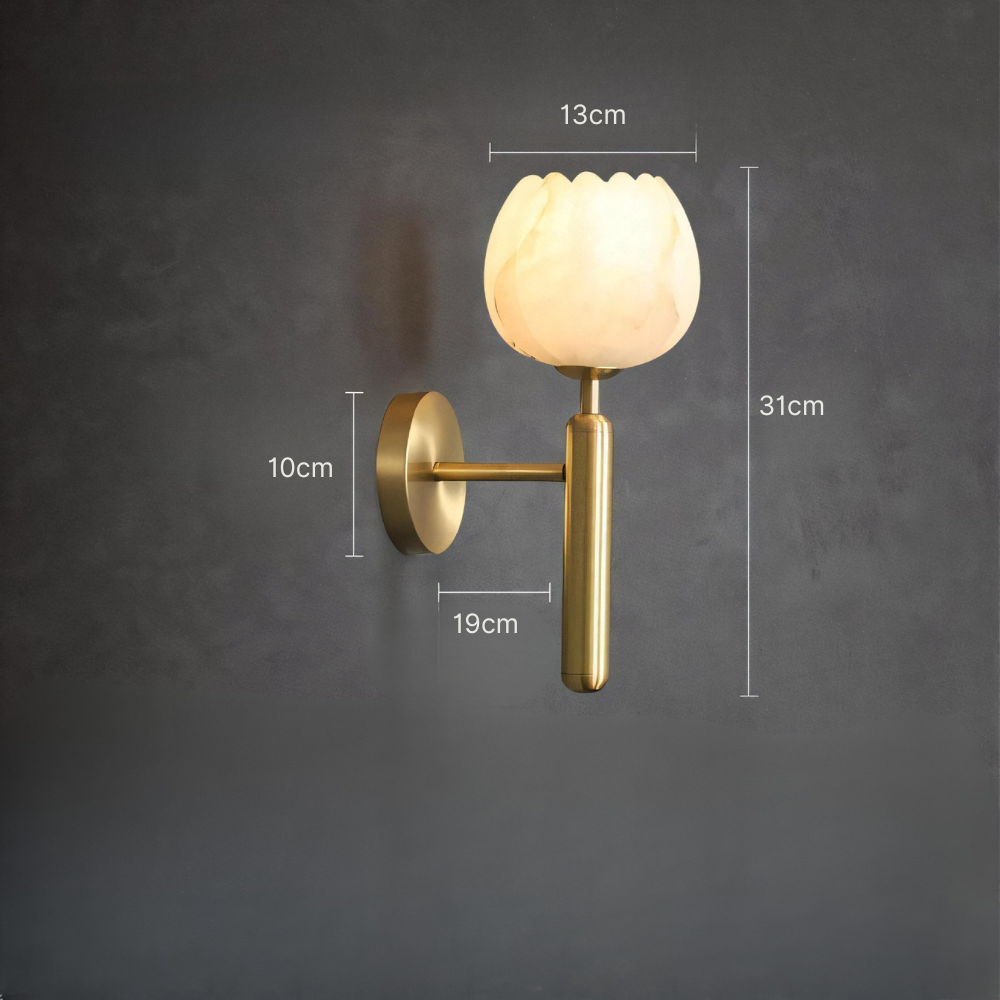 Sorvia - Lámpara de Pared Elegante con Diseño de Rosa y Base de Mármol - Iluminación LED para Decoración Romántica