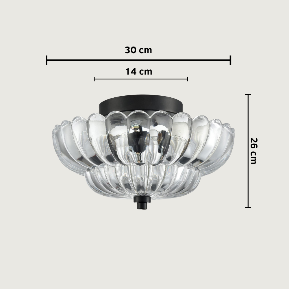 Monira - Lámpara de Techo Semi-Flush de Vidrio Ámbar Vintage - Iluminación Elegante para Comedores y Salones