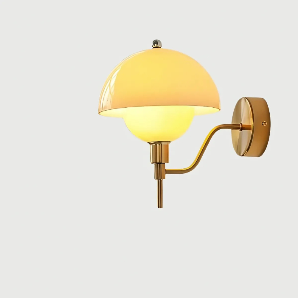 Halira - Aplique de Pared Inspirado en Hongos con Luz Cálida y Diseño Elegante para Dormitorio, Pasillos y Fluros - Vidrio Crema 20cm
