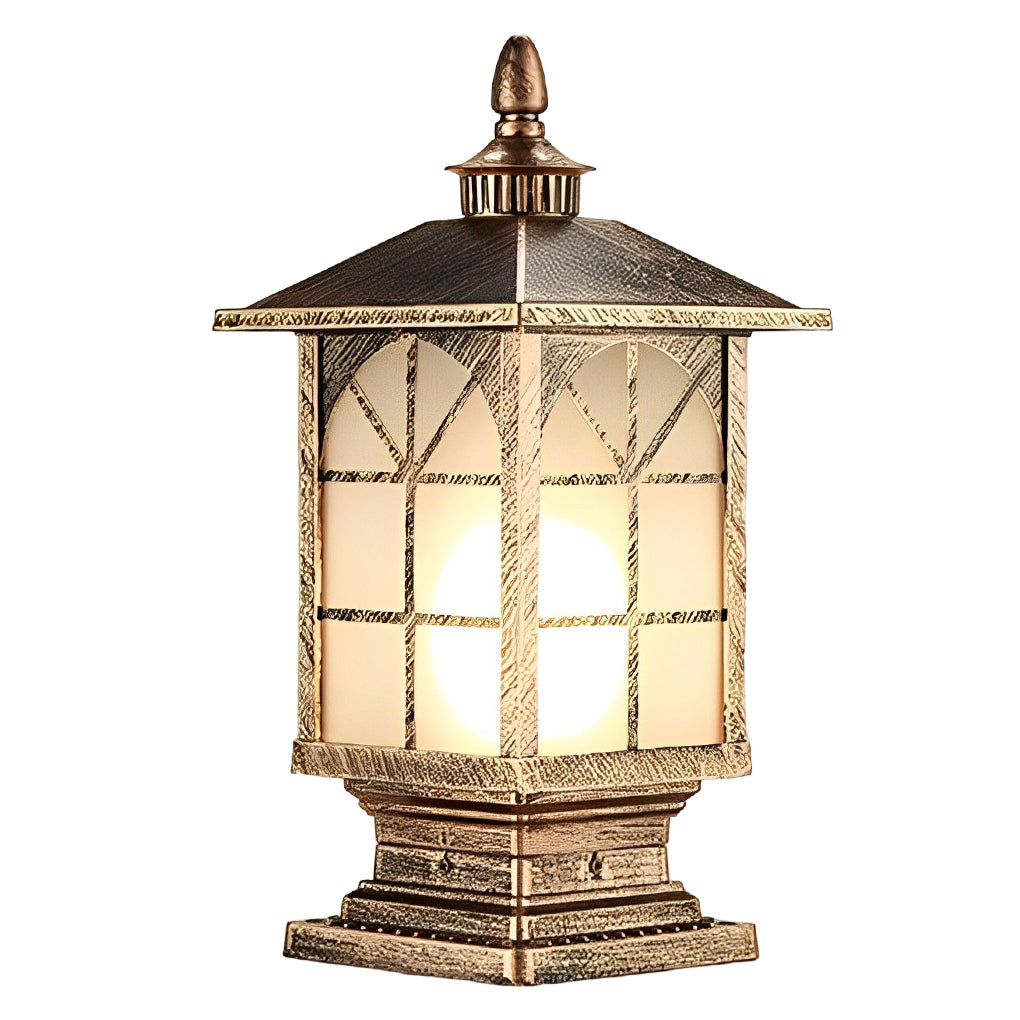 Farol de pilar exterior Kolmara – bronce ventana arqueada