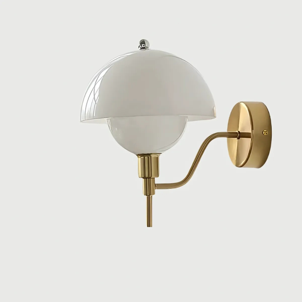 Halira - Aplique de Pared Inspirado en Hongos con Luz Cálida y Diseño Elegante para Dormitorio, Pasillos y Fluros - Vidrio Crema 20cm