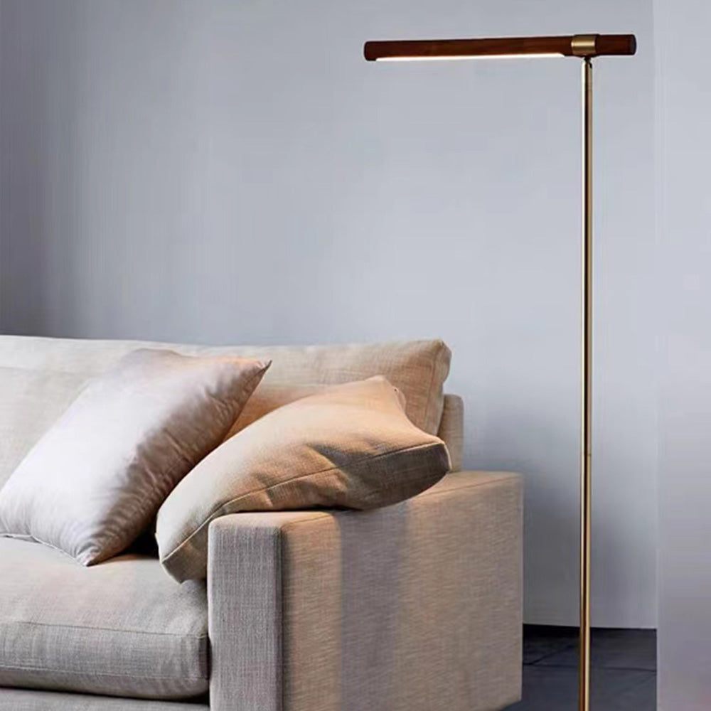 Lámpara de pie LED lineal Varena en un salón minimalista – imagen 2