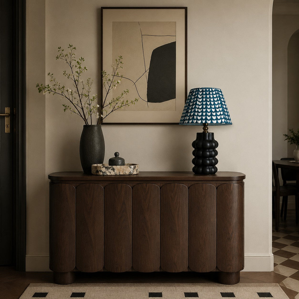 Volaria - Lámpara de Mesa de Cerámica Escultórica con Pantalla Plisada