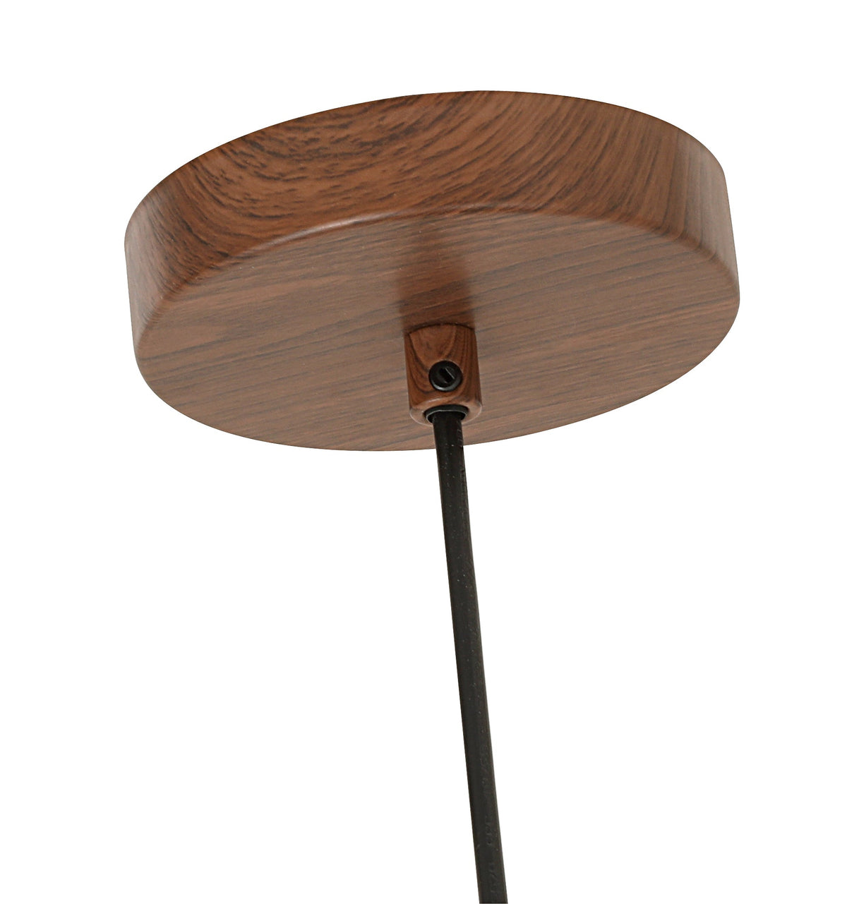 Lámpara colgante ámbar y madera Dorela sobre una mesa de comedor – imagen 9