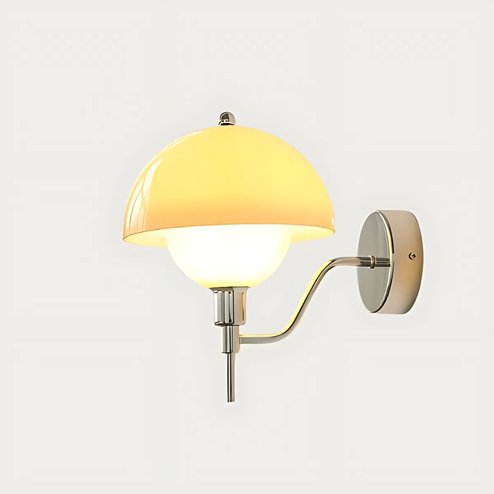 Halira - Aplique de Pared Inspirado en Hongos con Luz Cálida y Diseño Elegante para Dormitorio, Pasillos y Fluros - Vidrio Crema 20cm