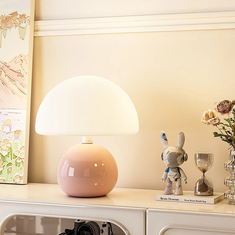 LunaCrema - Lámpara de Mesa Moderna Iluminación Cálida y Estilo