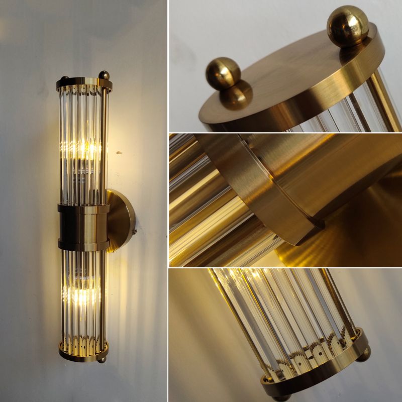 Cylis: Aplique de Pared Cilíndrico Moderno de Metal y Vidrio – Dorado