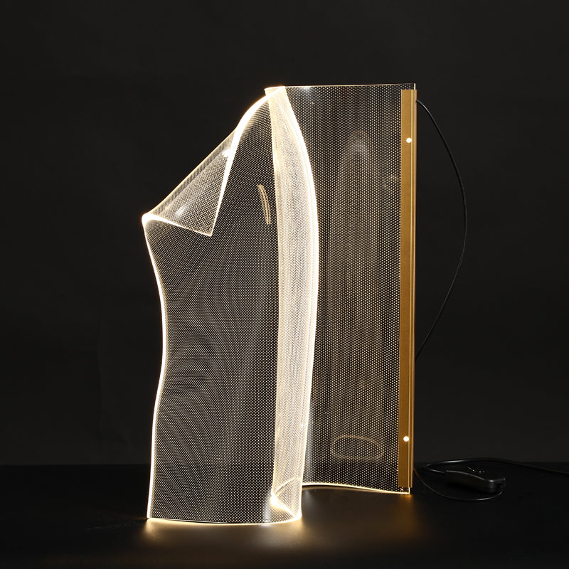 Velisa - Lámpara de Mesa LED de Acrílico Ondulado Minimalista