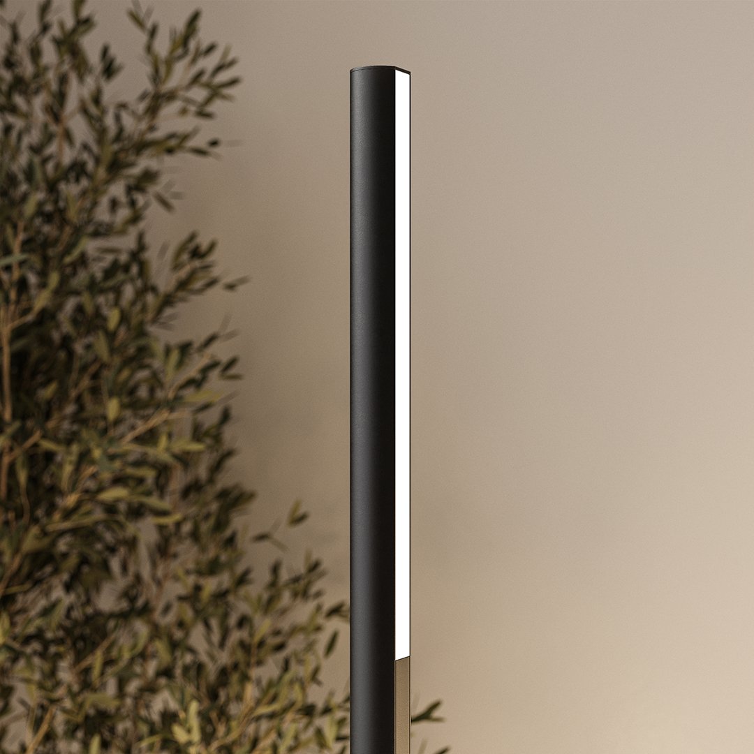 Lámpara de pie LED con focos magnéticos Rielta – detalle del perfil negro con barra de luz
