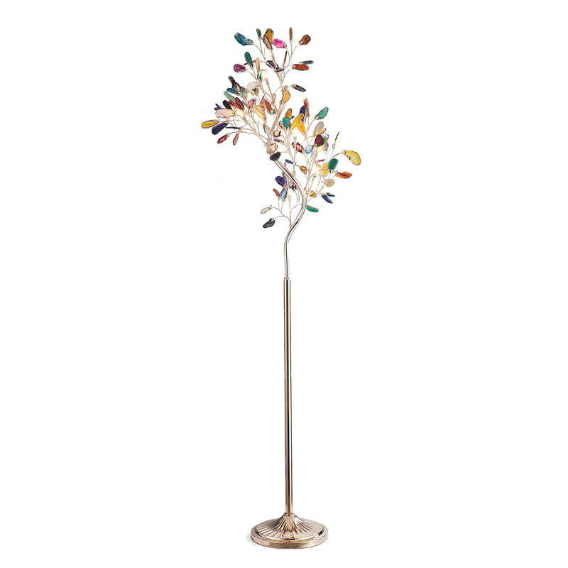 Lámpara de pie árbol con hojas de ágata Jaspira – ágata multicolor