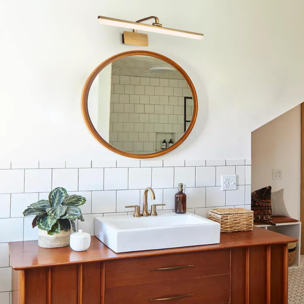 Belian - Aplique de Baño LED en Acabado Dorado Satinado con Luz de Maquillaje Integrada