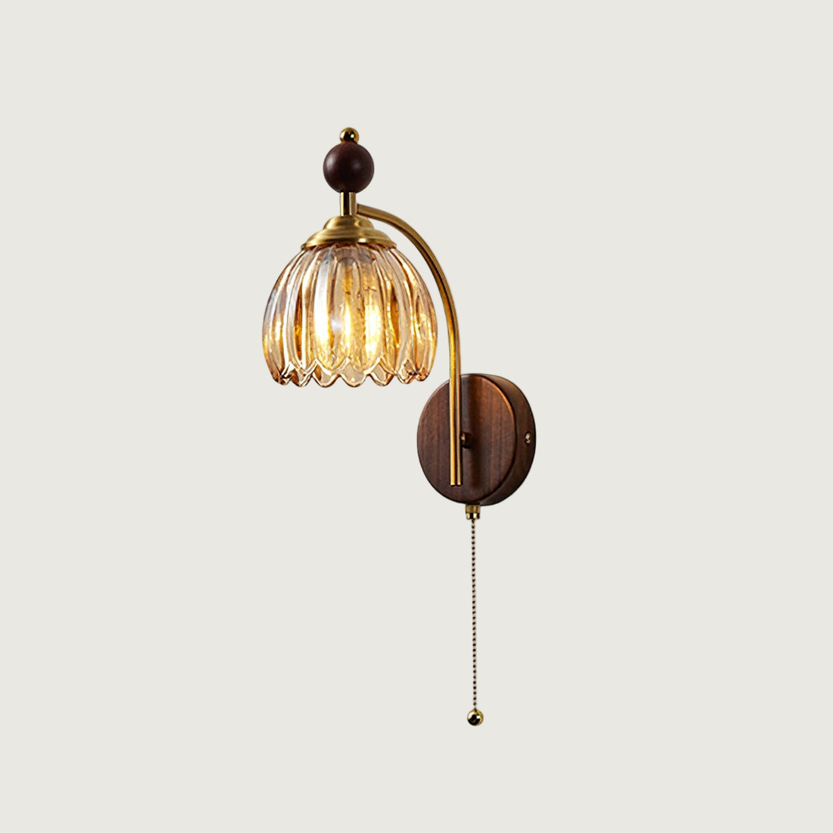 Ivena - Aplique de Pared de Estilo Retro en Madera y Latón – Lámpara de Interior Elegante