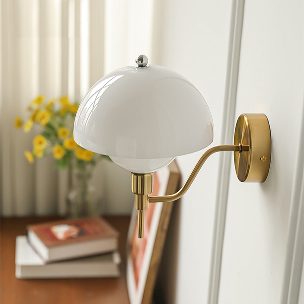 Aplique de Pared Inspirado en Hongos con Luz Cálida y Diseño Elegante para Dormitorio, Pasillos y Fluros - Vidrio Crema 20 cm 3