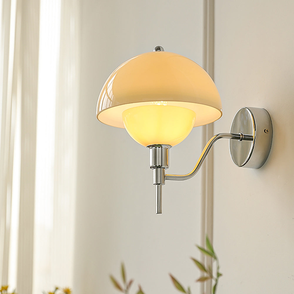 Aplique de Pared Inspirado en Hongos con Luz Cálida y Diseño Elegante para Dormitorio, Pasillos y Fluros - Vidrio Crema 20 cm 5