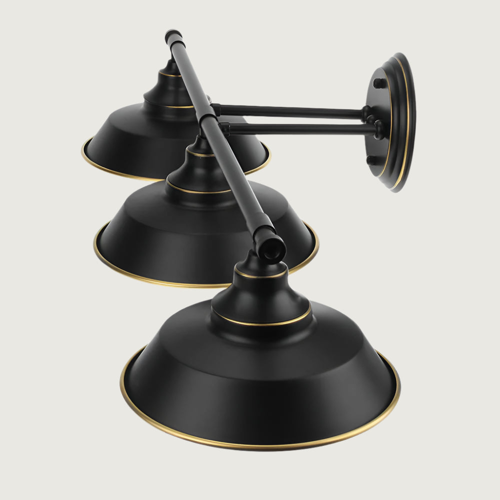 Aplique de Pared Rústico Vintage de 3 Luces en Negro Mate, Ideal para Baño y Dormitorio 4