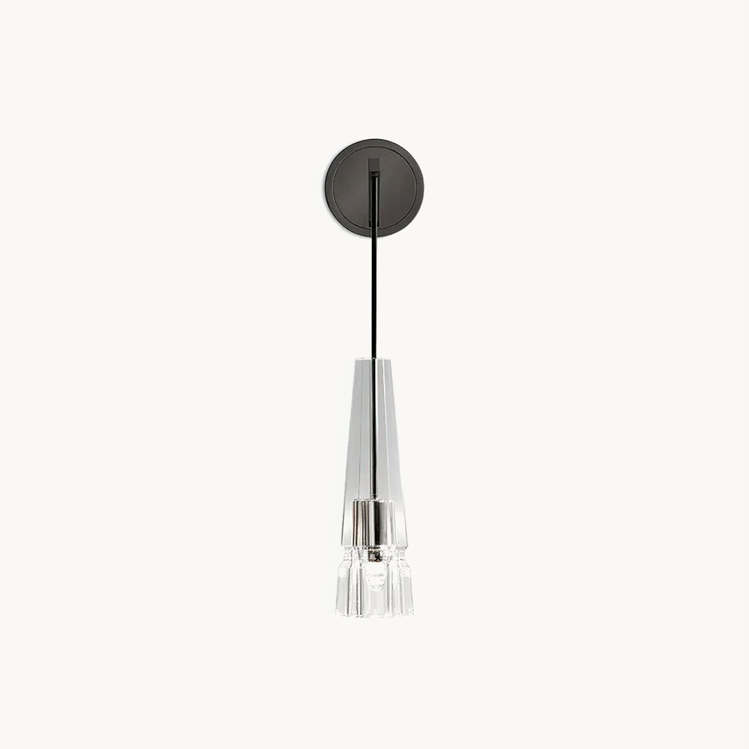 Aplique de Pared Vintage de Cristal y Metal, 30 cm de Altura, Ideal para Iluminación Interior – Color Negro y Plata 1