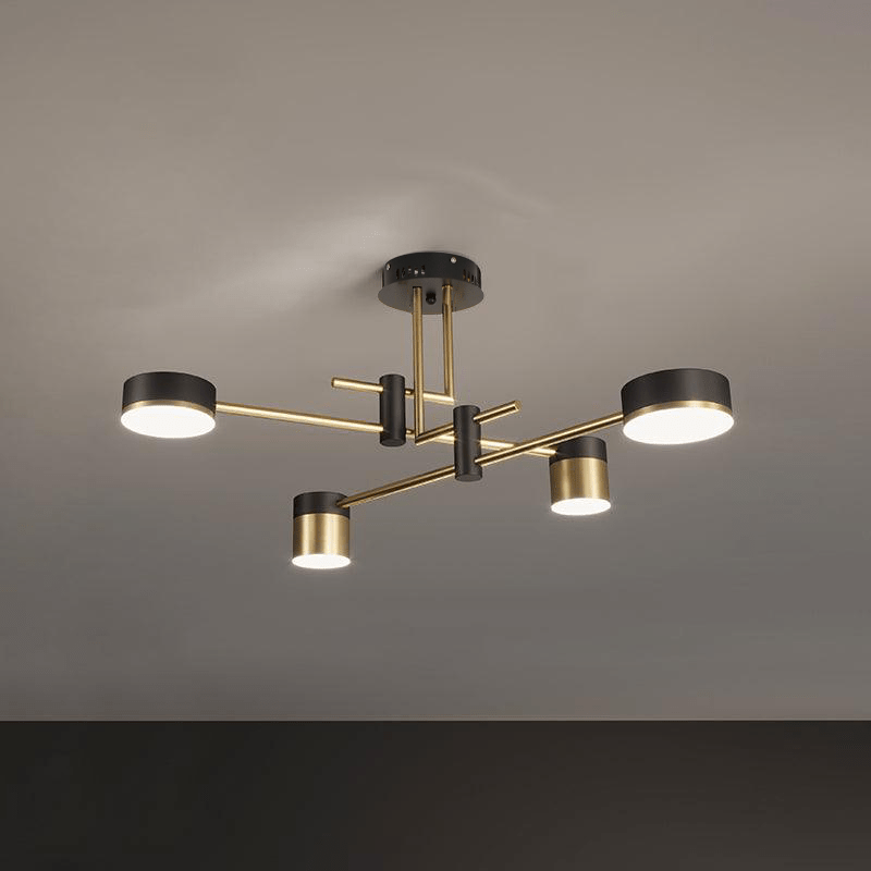 Araña de Luz Tipo Spider con 6 Brazos Negros y Acabado en Oro - Iluminación LED Integrada 0