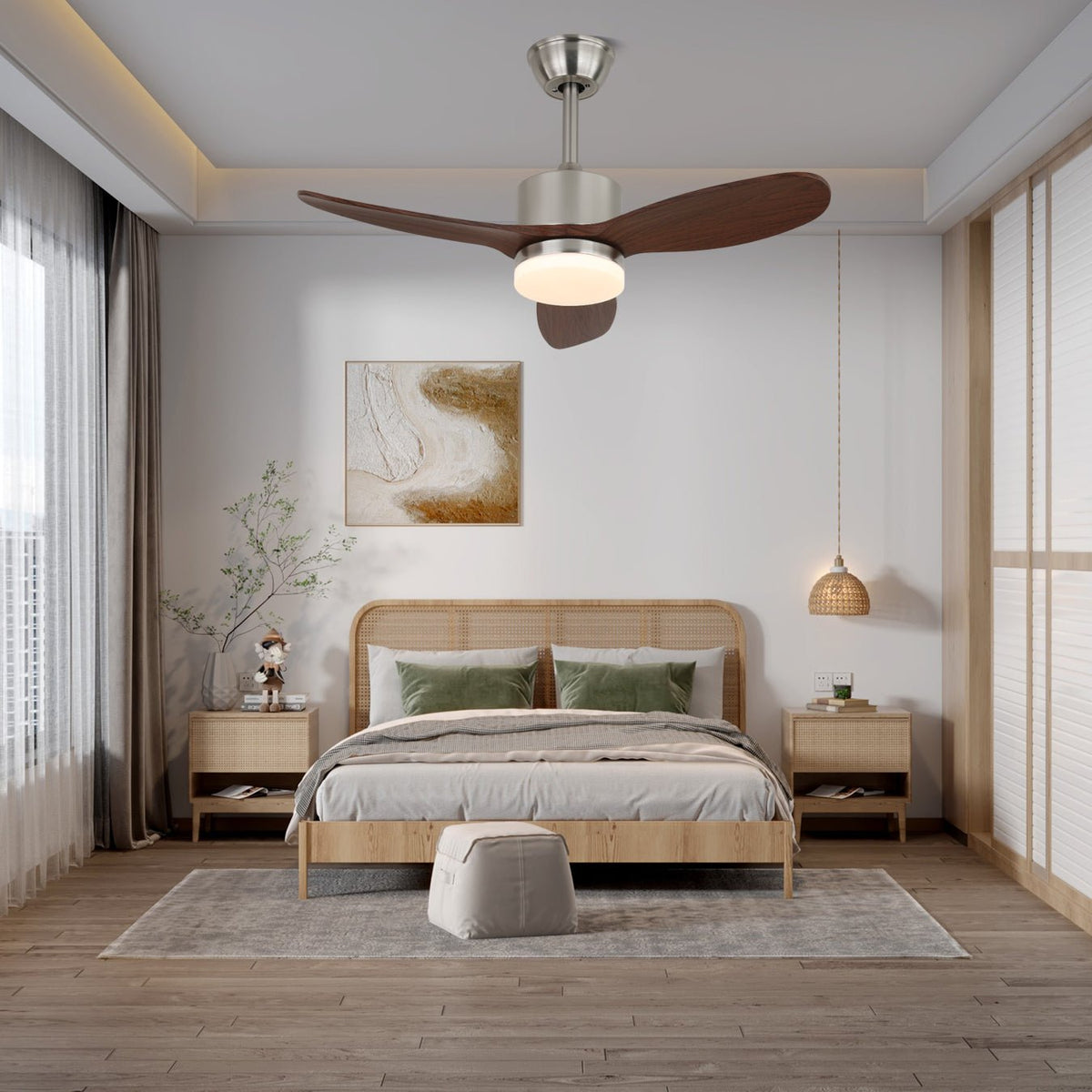 Ventilador de techo con luz Dalvera en un salón contemporáneo – imagen 3