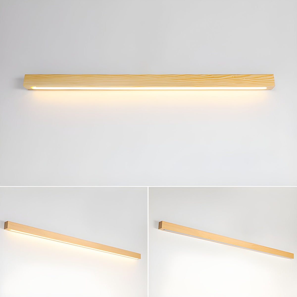 Aplique de pared lineal de madera Abetia sobre un espejo de baño – imagen 28