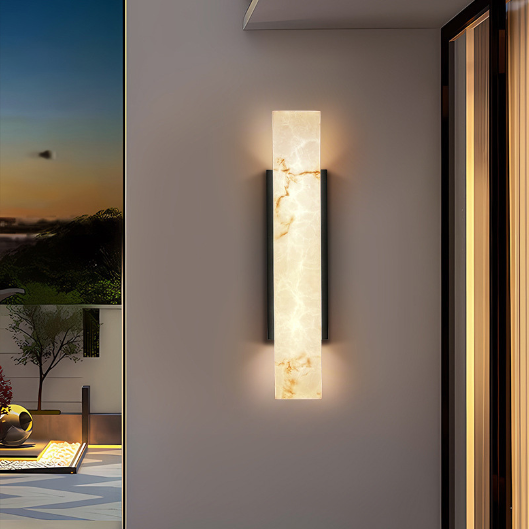 PiedraBrillante - Lámpara de Pared Lujo Chic Exterior de Mármol IP65 Astroclaro