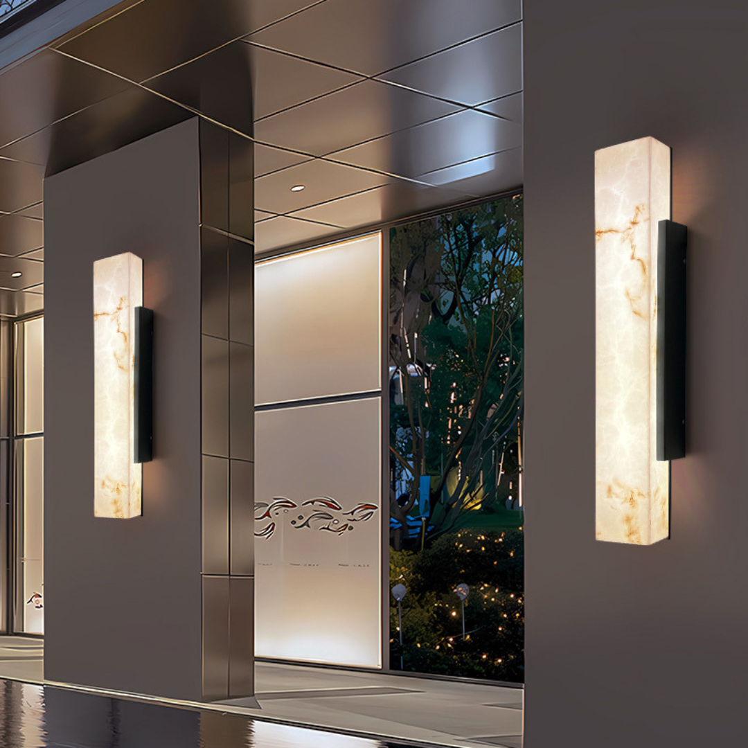 PiedraBrillante - Lámpara de Pared Lujo Chic Exterior de Mármol IP65 Astroclaro
