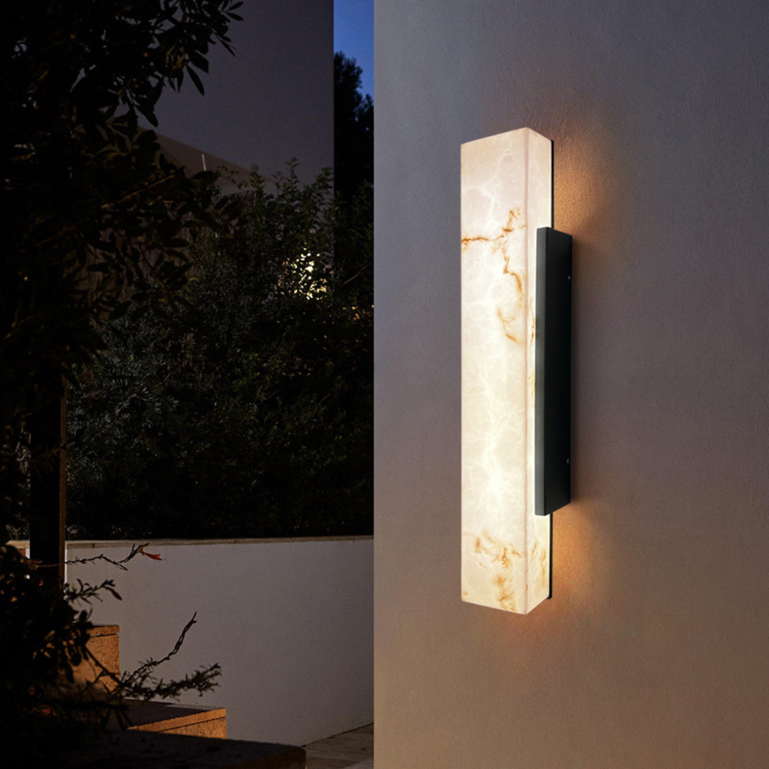 PiedraBrillante - Lámpara de Pared Exterior de Lujo en Resina y Polvo de Piedra Natural IP65