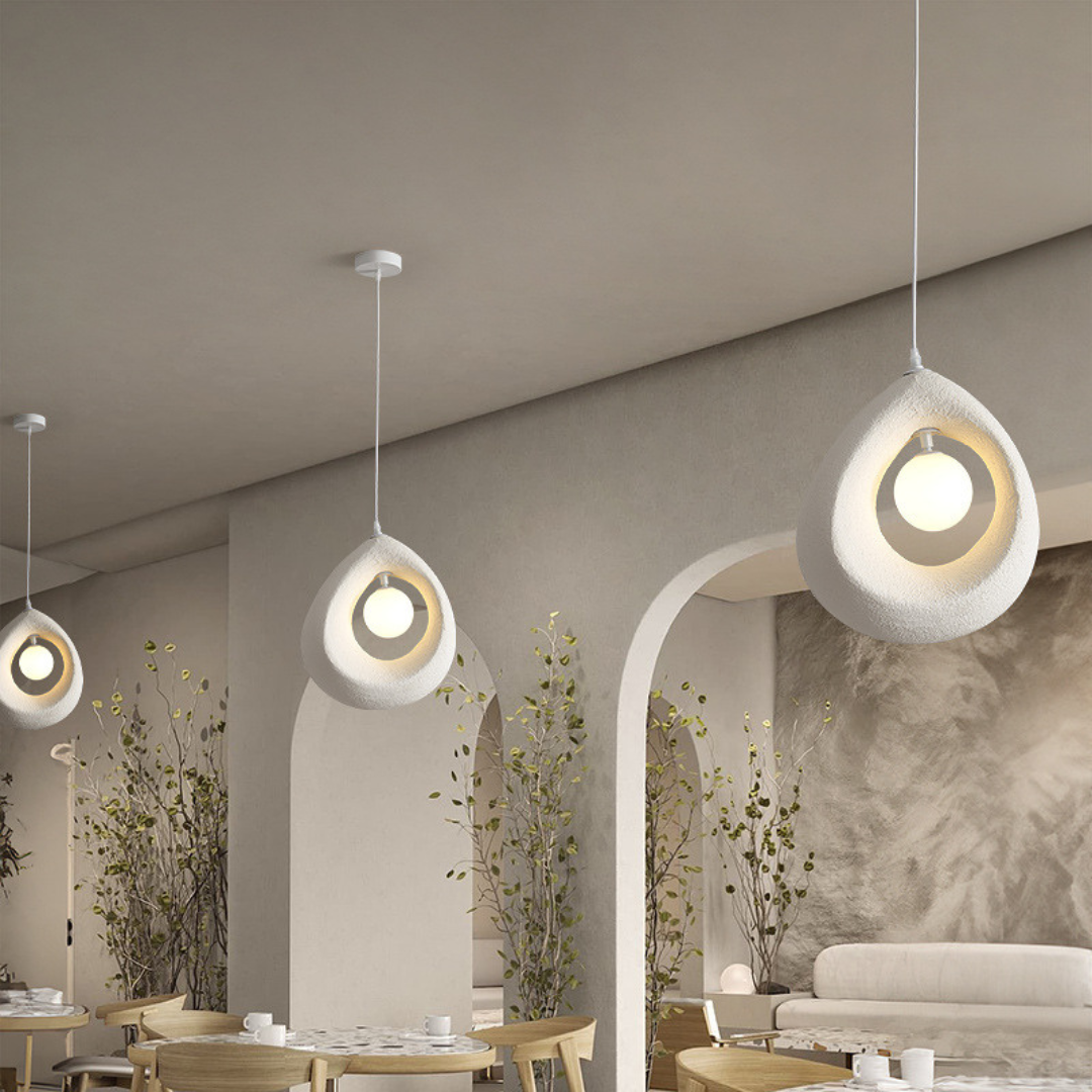 Noya - Lámpara Colgante Moderna Wabi Sabi de Poliestireno – Diseño Natural para Iluminación de Techo en Espacios Elegantes
