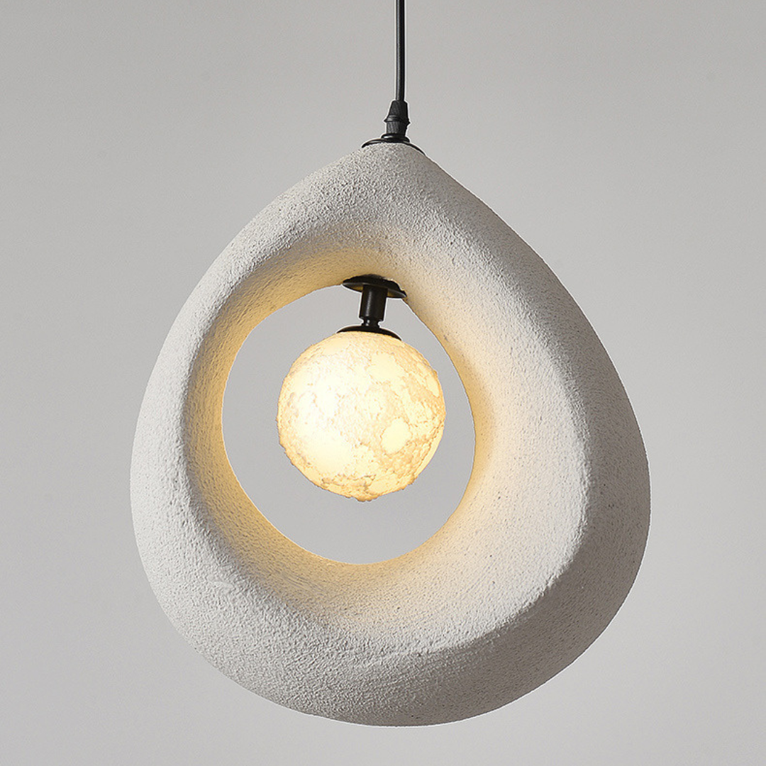 Noya - Lámpara Colgante Moderna Wabi Sabi de Poliestireno – Diseño Natural para Iluminación de Techo en Espacios Elegantes