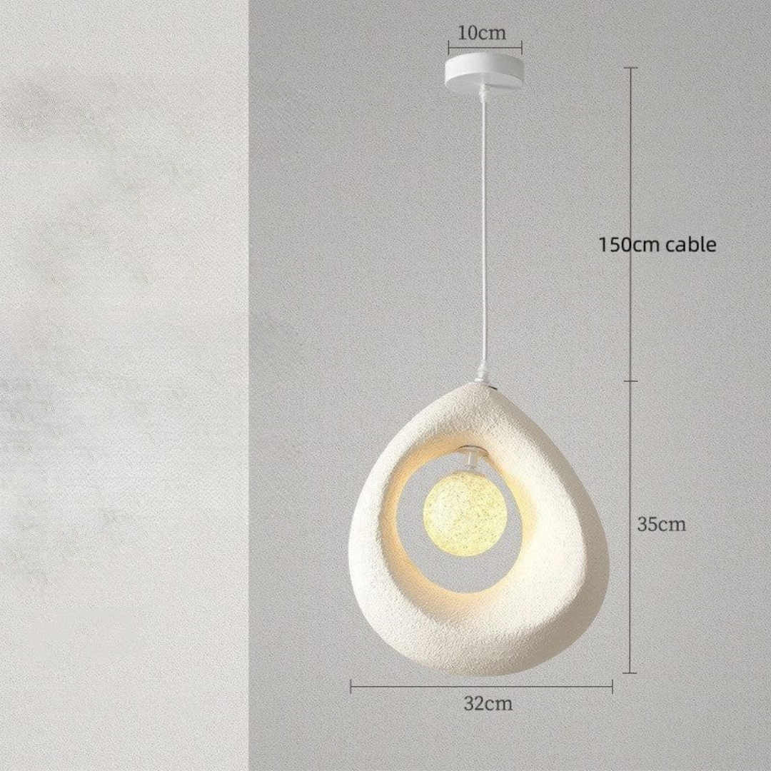 Noya - Lámpara Colgante Moderna Wabi Sabi de Poliestireno – Diseño Natural para Iluminación de Techo en Espacios Elegantes