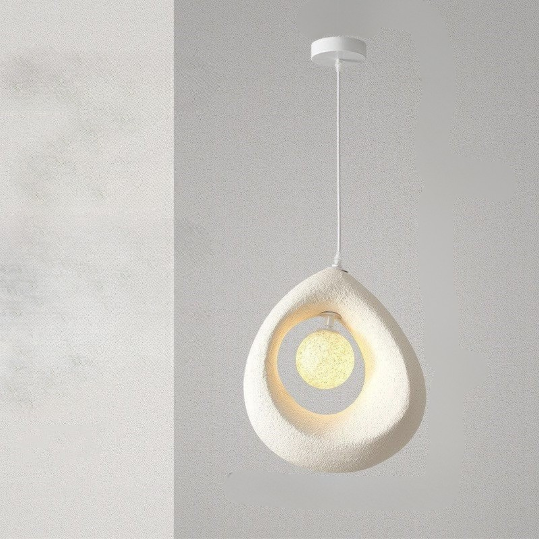 Noya - Lámpara Colgante Moderna Wabi Sabi de Poliestireno – Diseño Natural para Iluminación de Techo en Espacios Elegantes