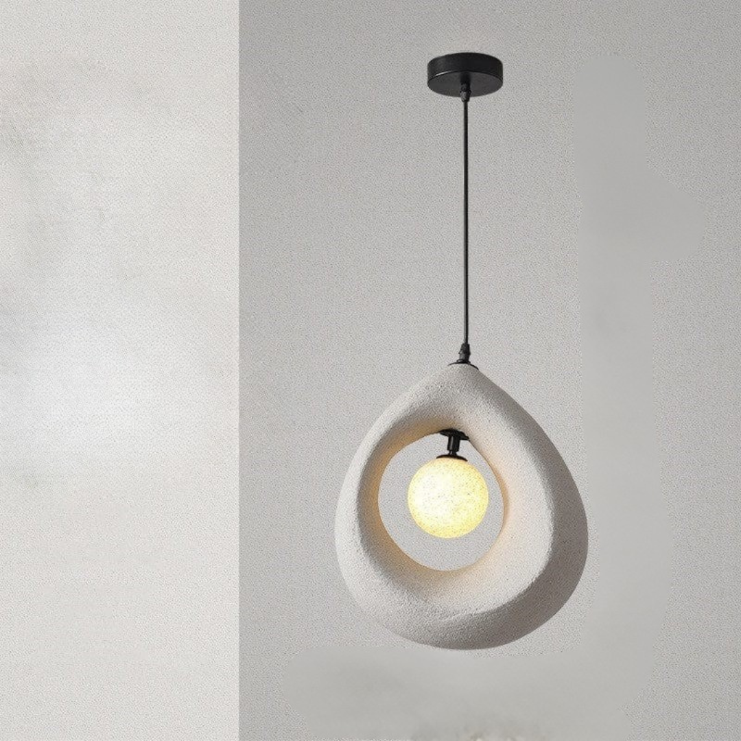 Noya - Lámpara Colgante Moderna Wabi Sabi de Poliestireno – Diseño Natural para Iluminación de Techo en Espacios Elegantes