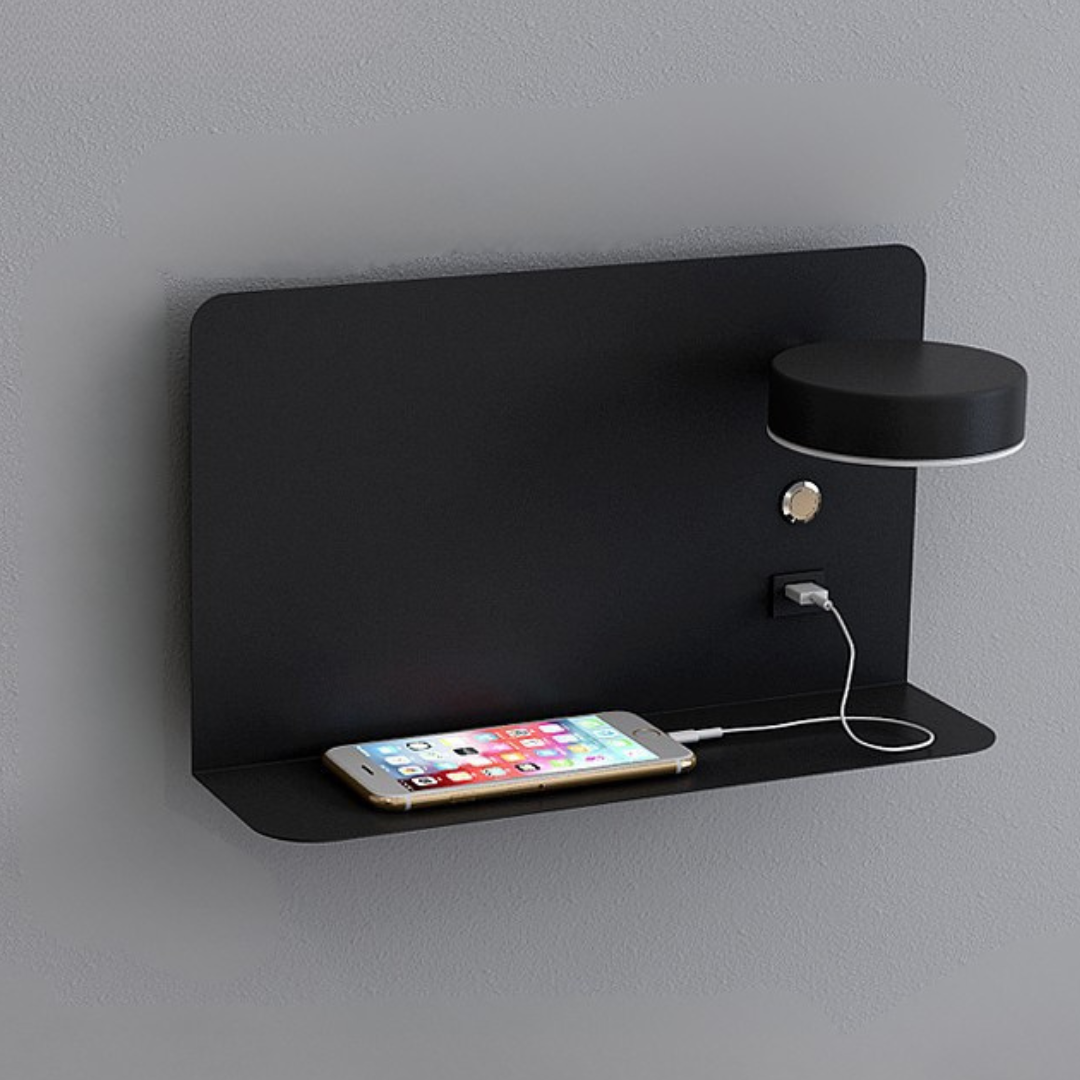 Lumesa - Lámpara de Pared Minimalista - Diseño Elegante y Funcional - Lámpara de Noche Hotel - Cargador de Teléfono USB