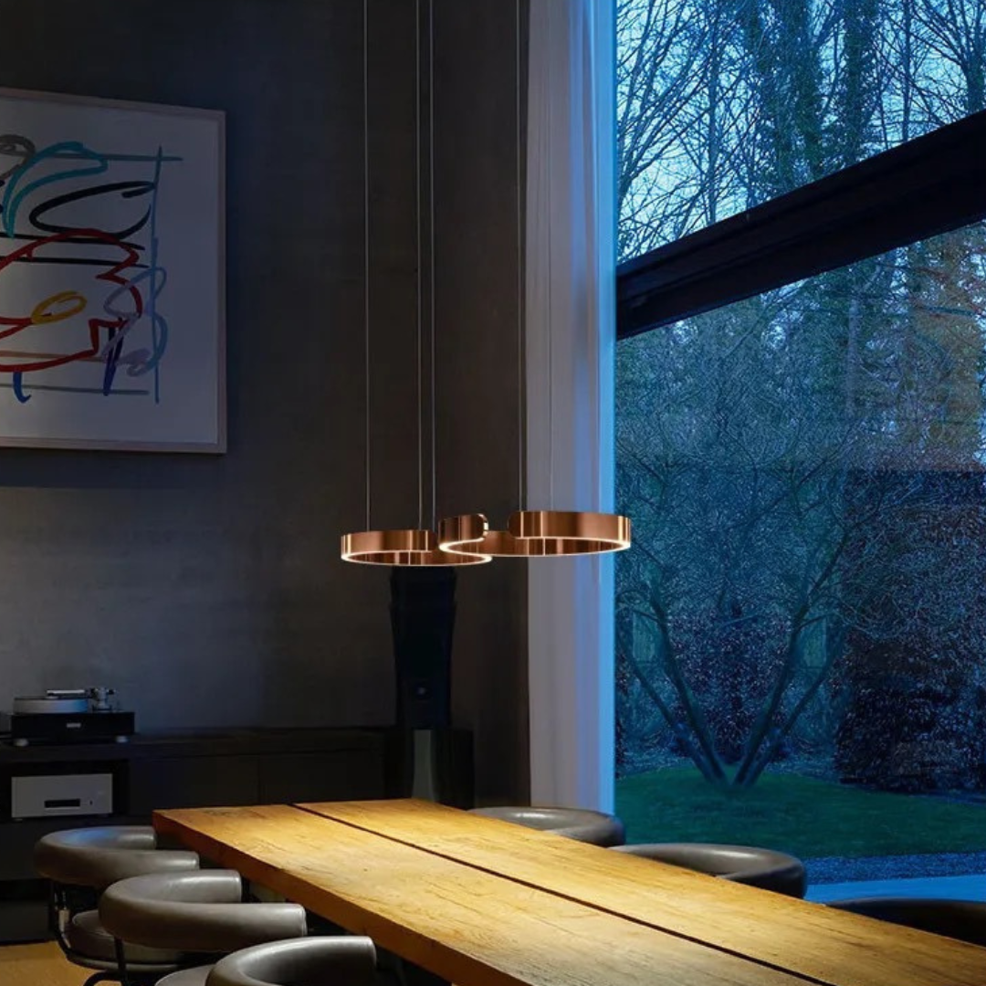 Veda - Lámpara Colgante LED Moderna Circular de Metal para Techo – Iluminación Sofisticada para Interiores Minimalistas