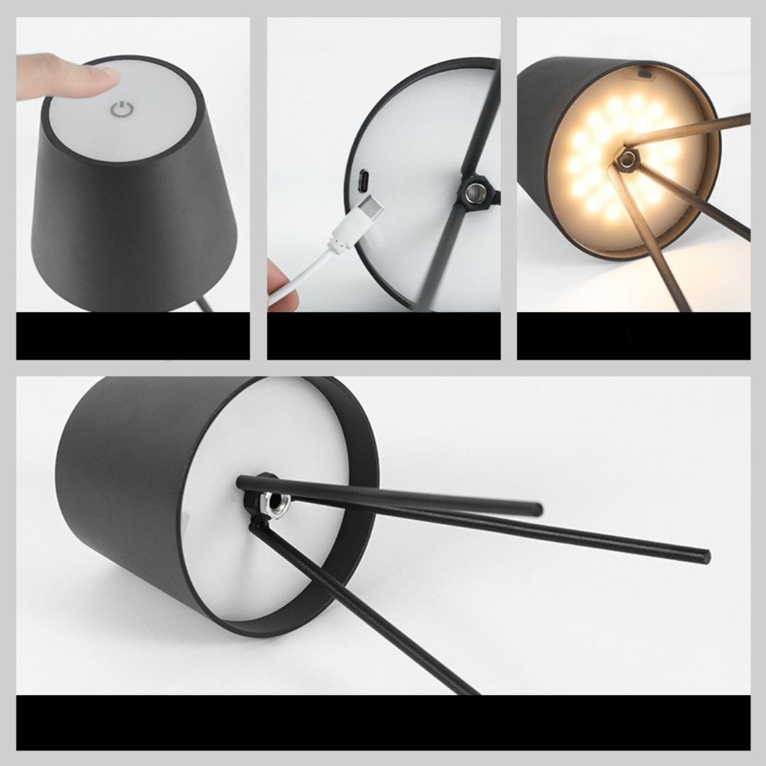 LuzTrípode – Lámpara de Mesa Inalámbrica y Moderna Recargable Con USB
