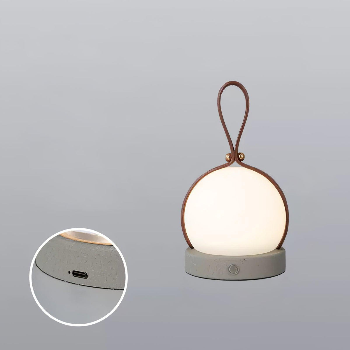 Lámpara de mesa recargable Farela – base gris oscuro