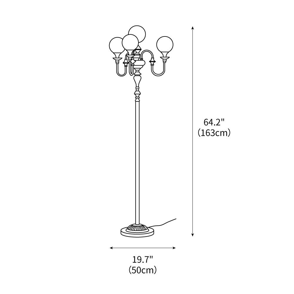 Lámpara de pie candelabro de latón Tamboril – dibujo con medidas