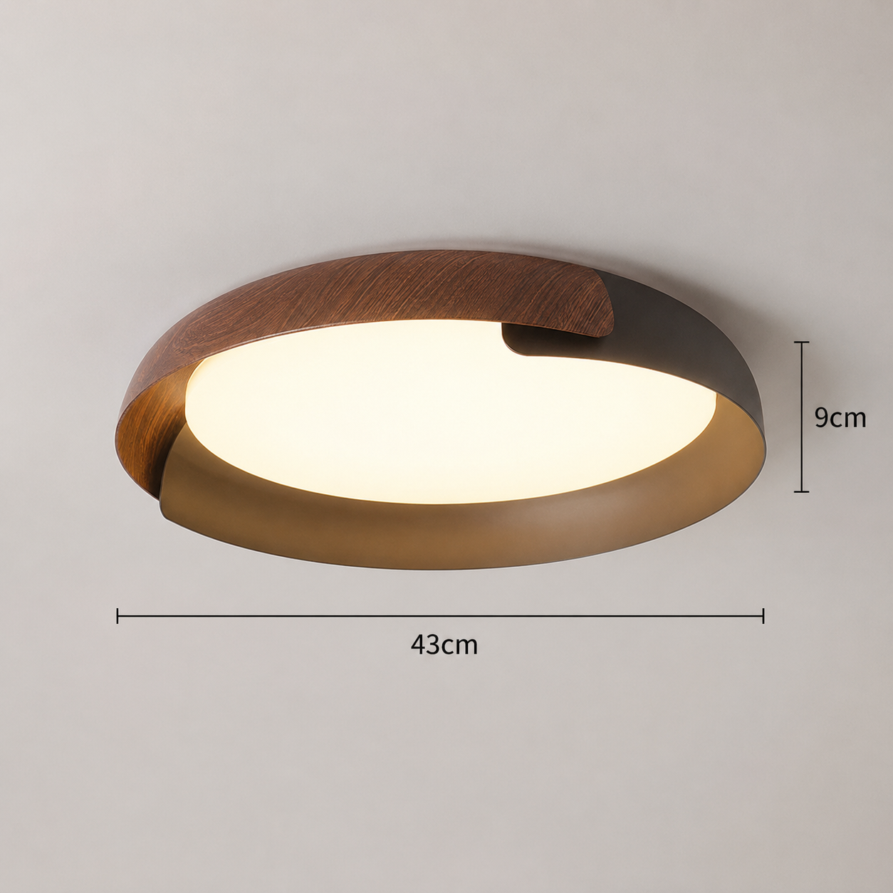 Brilar - Lámpara de Techo Moderna de 36W en Hierro con Diseño Elegante y Base LED - Ideal para Dormitorio - Plafón LED Techo 43cm