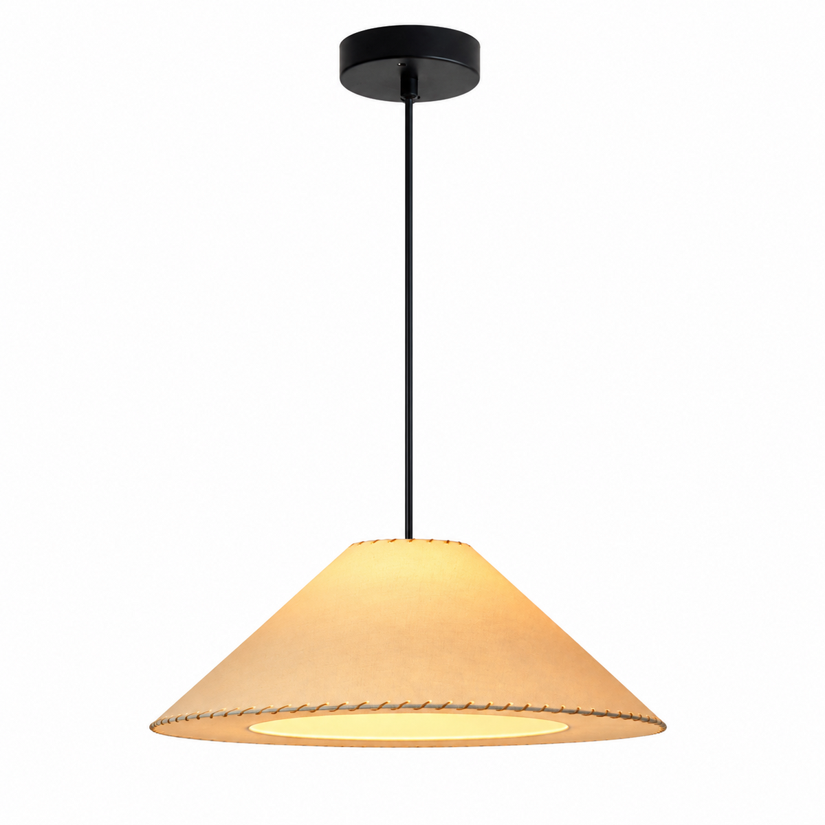 Lámpara colgante cónica de tela Cosela – en beige