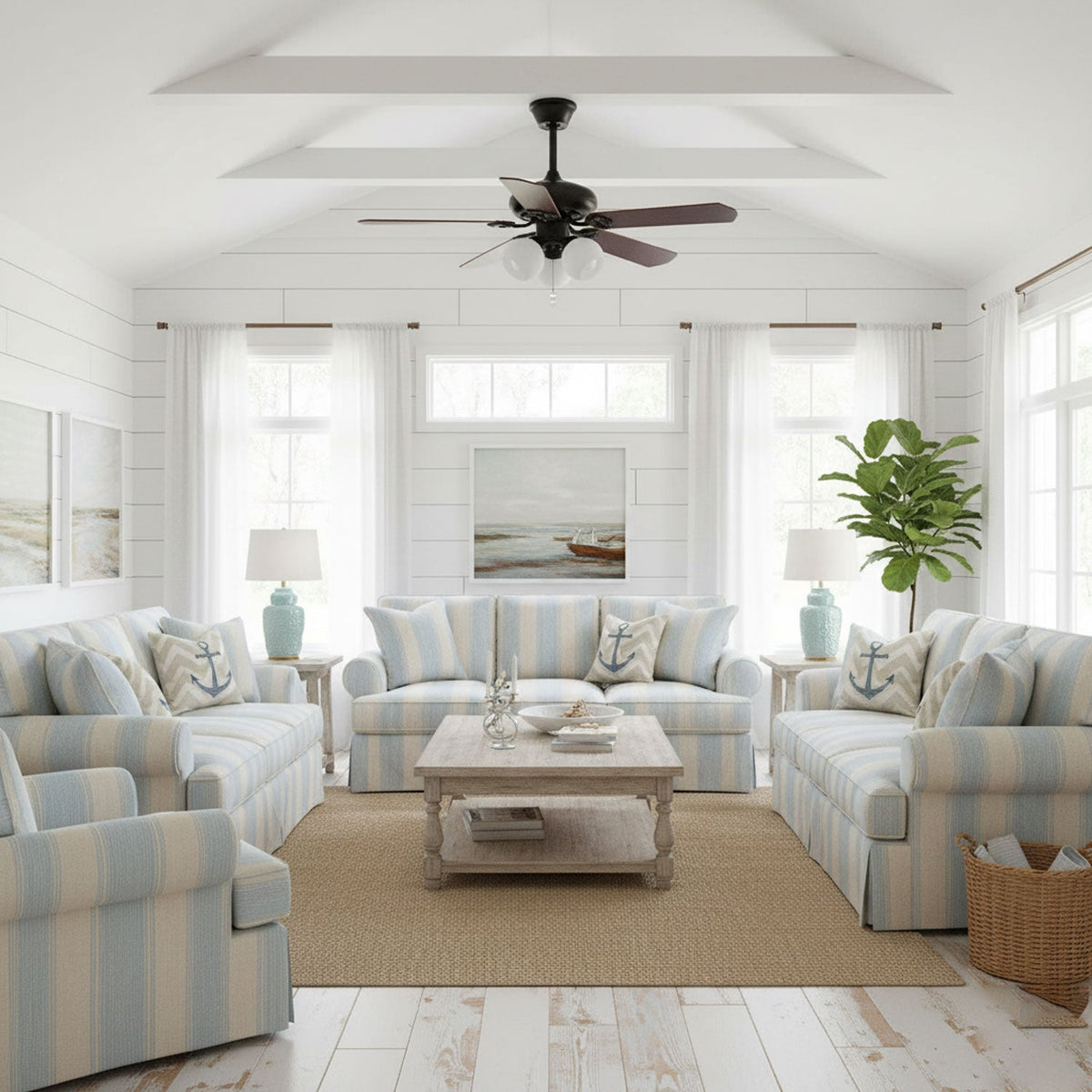 Ventilador de techo con luz Malvira en un salón con encanto – imagen 8